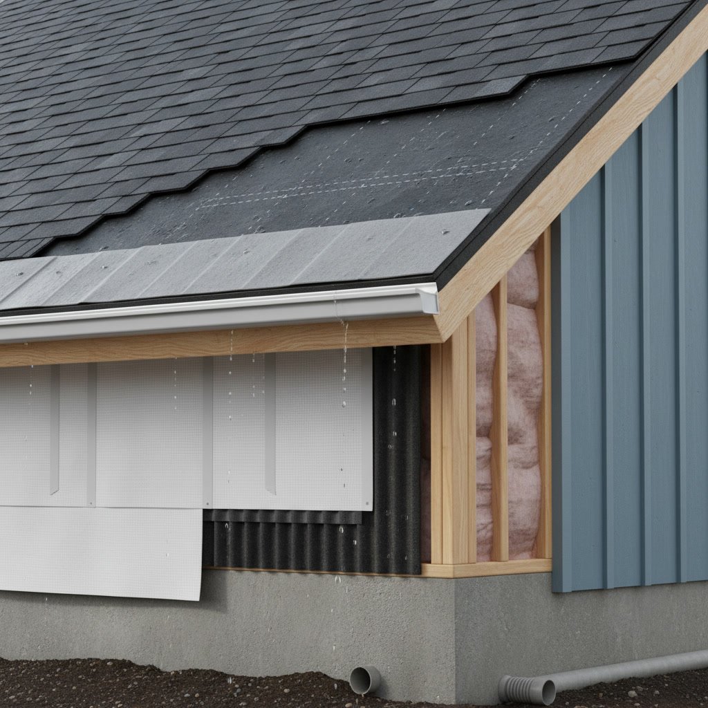 Professional roof underlayment installation showing proper overlap and fastener placement