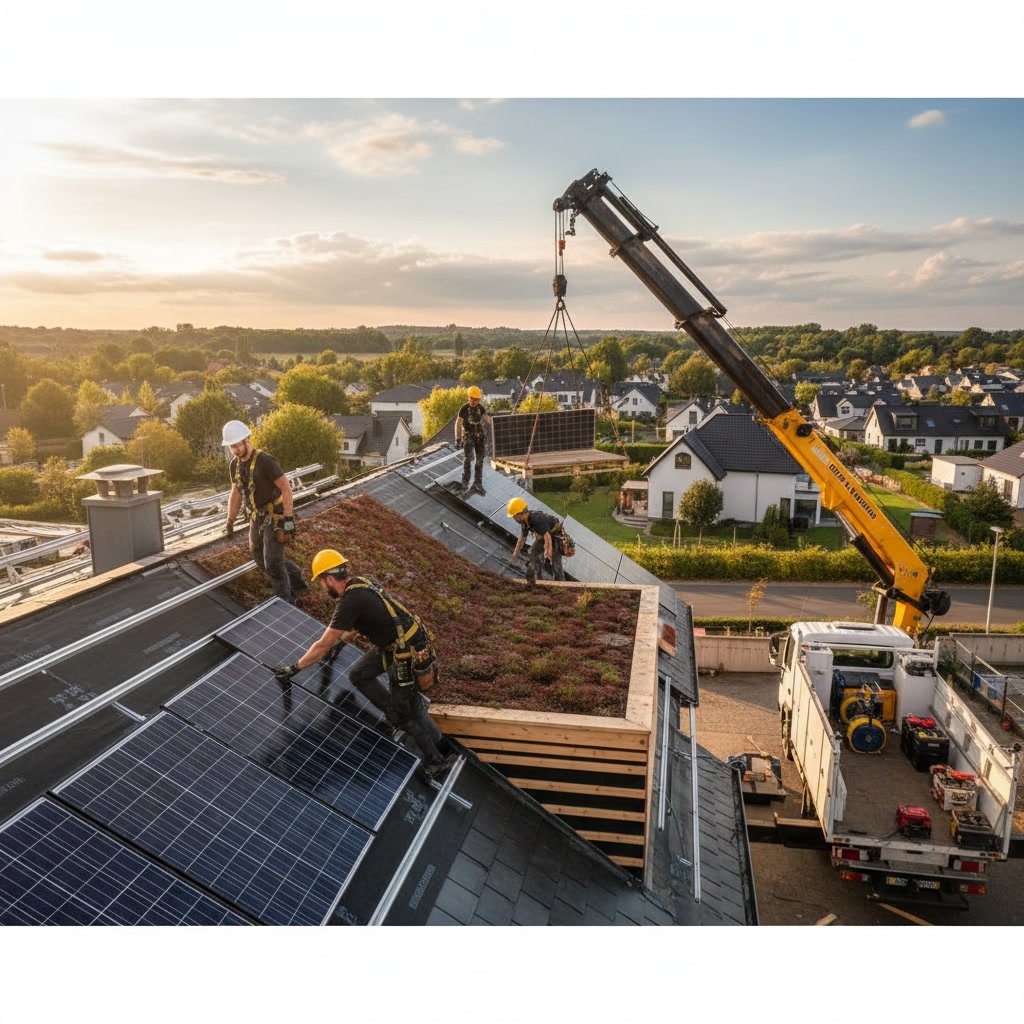Professional roofing contractor inspecting roof damage and planning repairs
