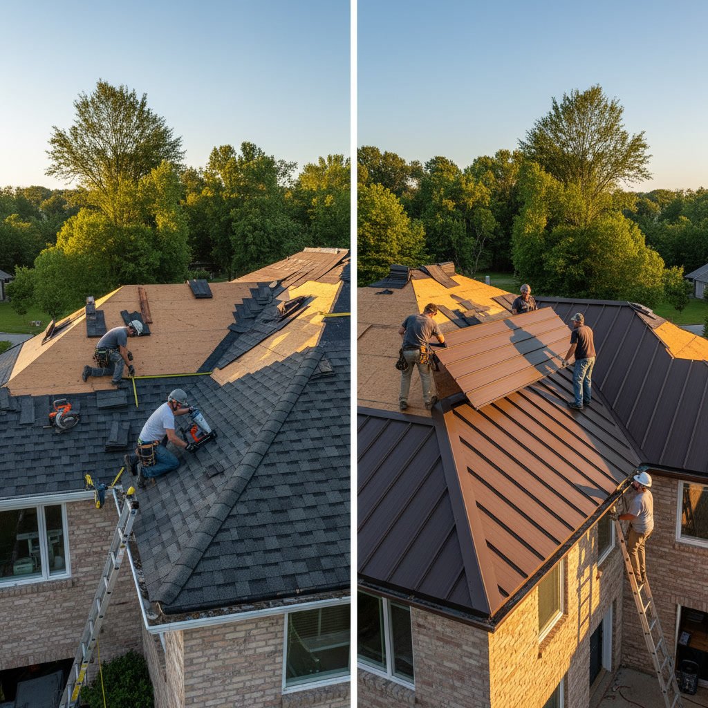 Comparison of metal roofing and asphalt shingle installation techniques